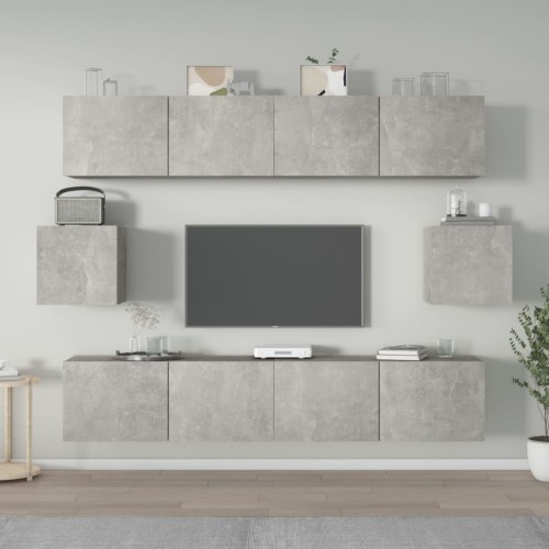 Set di Mobili Porta TV 6 pz Grigio Cemento in Legno Multistrato