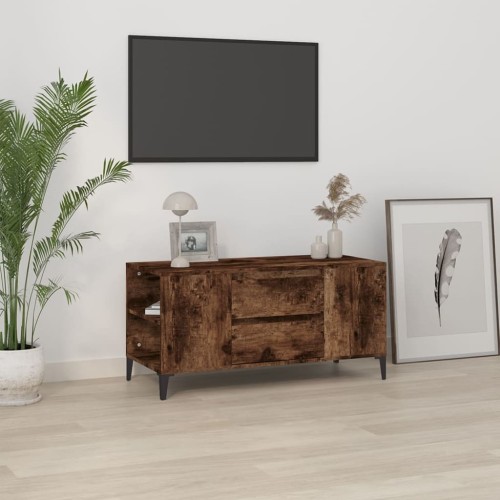 Mobile Porta TV Rovere Fumo 102x44,5x50 cm in Legno Multistrato