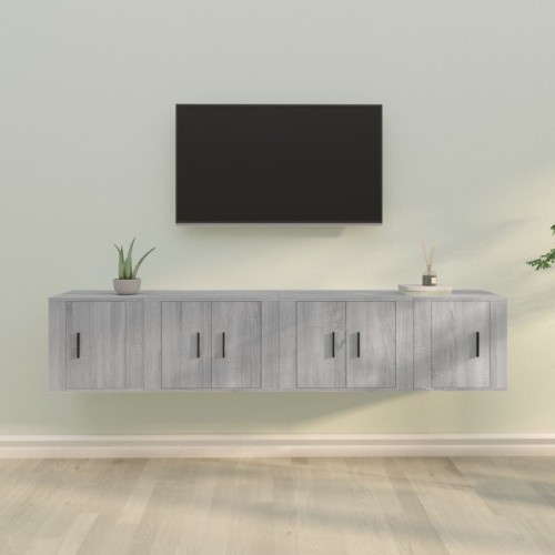 Set di Mobili Porta TV 4 pz Grigio Sonoma in Legno Multistrato