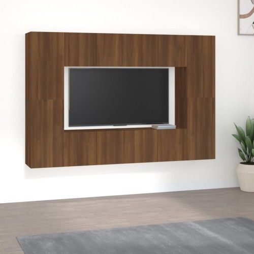 Set Mobili Porta TV 8pz Rovere Marrone in Legno Multistrato