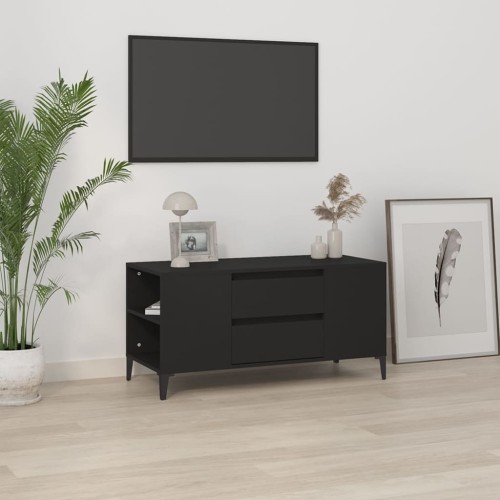 Mobile Porta TV Nero 102x44,5x50 cm in Legno Multistrato