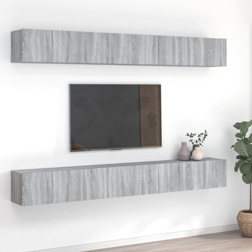 Mobili Porta TV 8pz Grigio Sonoma 60x30x30 cm Legno Multistrato