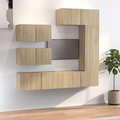 Set di Mobili Porta TV 6 pz Rovere Sonoma in Legno Multistrato