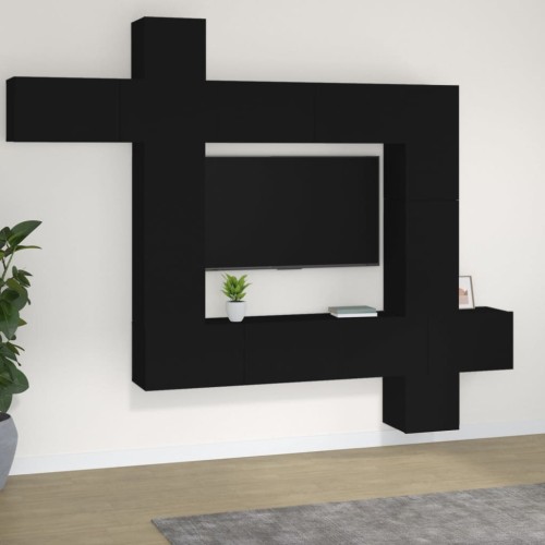 Set di Mobili Porta TV 9 pz Nero in Legno Multistrato