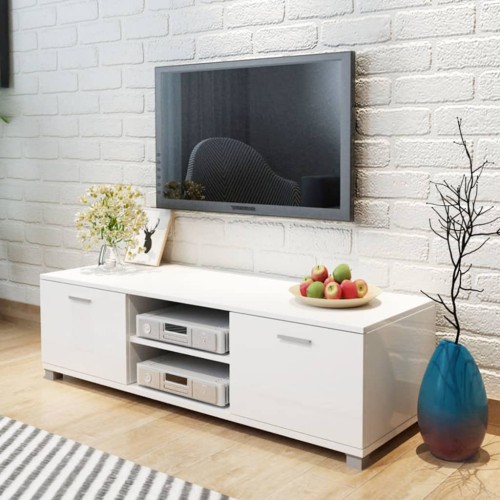 Mobile TV Bianco Laccato Lucido 120x40,3x34,7 cm