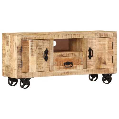 Mobile Porta TV in Legno Grezzo di Mango 110x30x50 cm