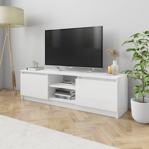 Mobile TV Bianco Lucido 120x30x35,5 cm in Truciolato