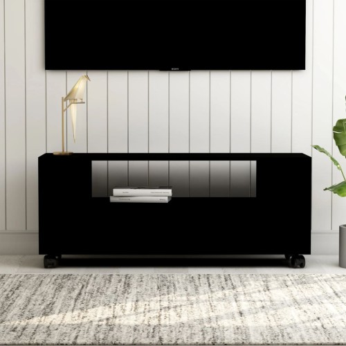 Mobile Porta TV Nero 120x35x48 cm in Legno Multistrato