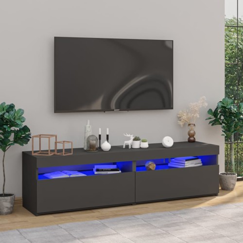 Mobili Porta TV con Luci LED 2 pz Grigio 75x35x40 cm