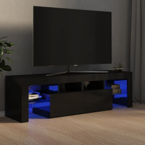 Mobile Porta TV con Luci LED Nero Lucido 140x36,5x40 cm