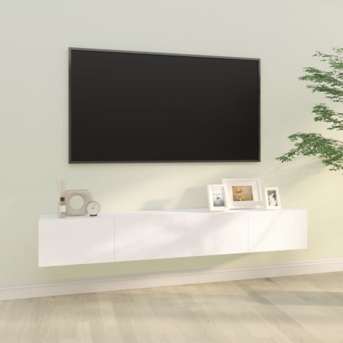 Mobili TV da Parete 2 pz Bianchi 100x30x30 cm Legno Multistrato