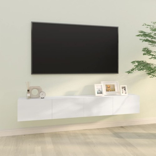 Mobili TV da Parete 2 pz Bianco Lucido 100x30x30 cm in Legno