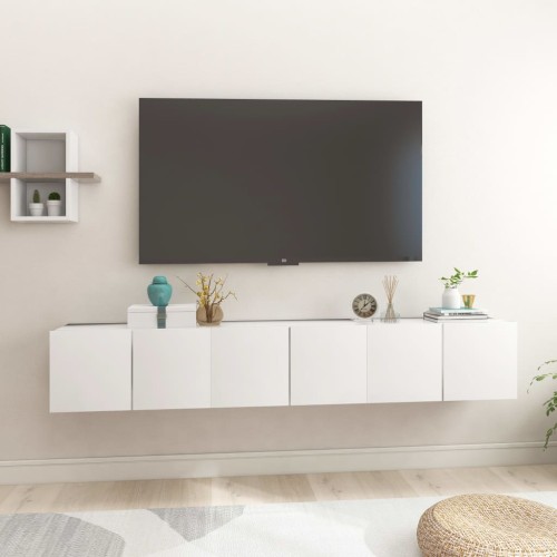 Mobili Porta TV Sospesi 3 pz Bianco 60x30x30cm