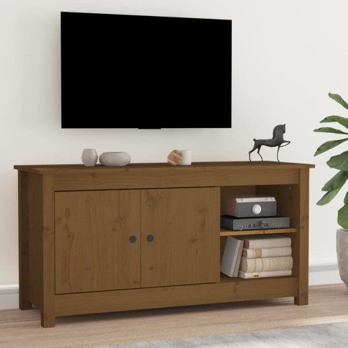 Mobile Porta TV Miele 103x36,5x52 cm in Legno Massello di Pino