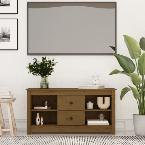 Mobile Porta TV Miele 103x36,5x52 cm in Legno Massello di Pino