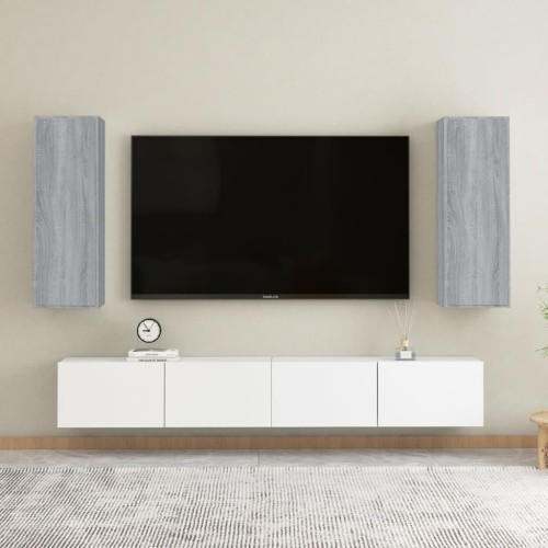 Mobili TV 2 pz Grigio Sonoma 30,5x30x90 cm in Legno Multistrato