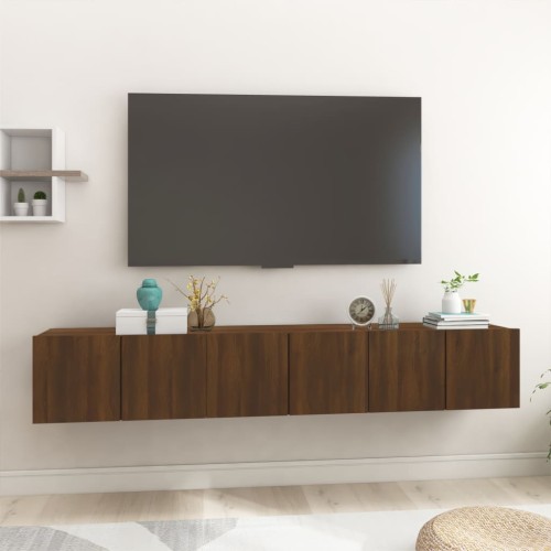 Mobile TV Pensile Rovere Marrone 3pz 60x30x30 Legno Multistrato