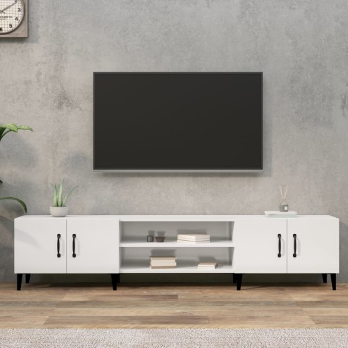 Mobile Porta TV Bianco Lucido 180x31,5x40 cm Legno Multistrato