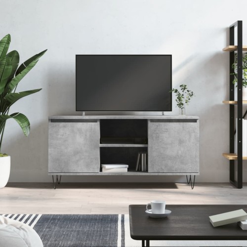 Mobile Porta TV Grigio Cemento 104x35x50cm in Legno Multistrato