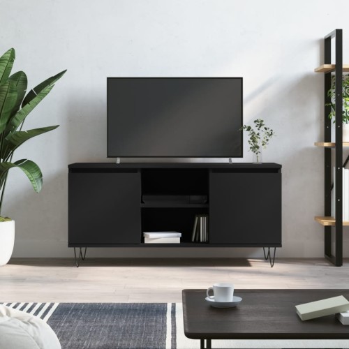 Mobile Porta TV Nero 104x35x50 cm in Legno Multistrato