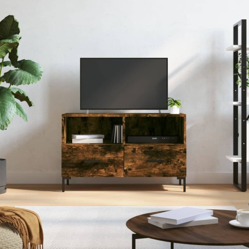 Mobile Porta TV Rovere Fumo 80x36x50 cm in Legno Multistrato