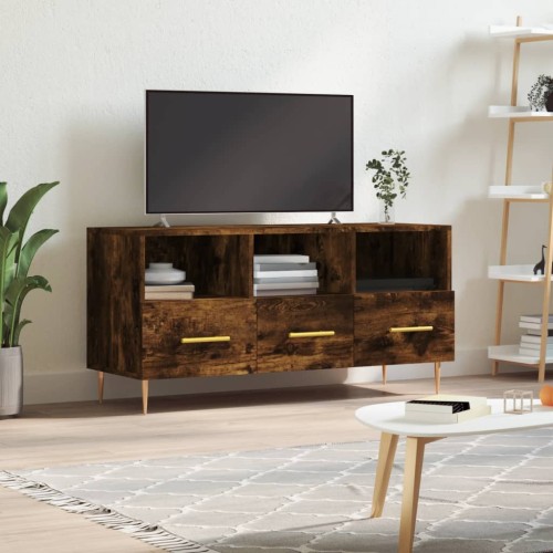 Mobile Porta TV Rovere Fumo 102x36x50 cm in Legno Multistrato