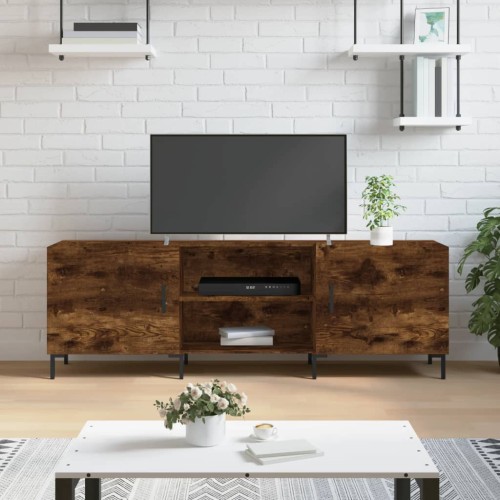 Mobile Porta TV Rovere Fumo 150x30x50 cm in Legno Multistrato