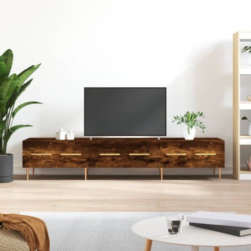 Mobile Porta TV Rovere Fumo 150x36x30 cm in Legno Multistrato