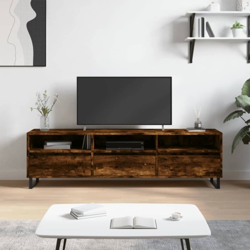 Mobile Porta TV Rovere Fumo 150x30x44,5 cm in Legno Multistrato