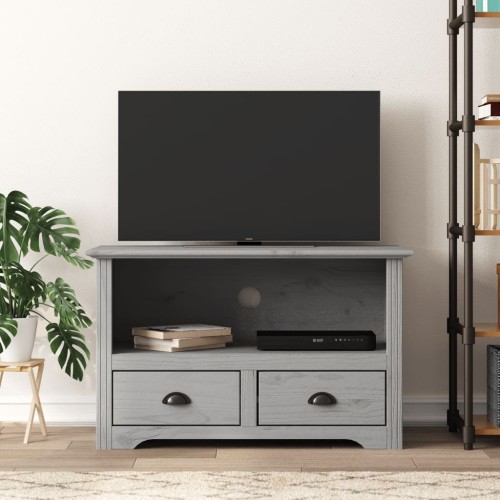 Mobile TV 2 Cassetti BODO 91x43x56cm Legno Massello Pino Grigio