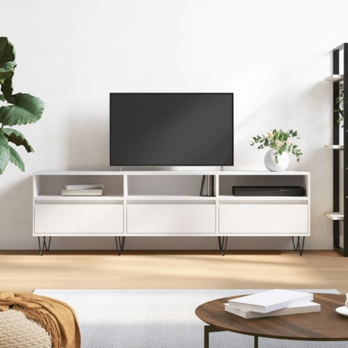 Mobile Porta TV Bianco 150x30x44,5 cm in Legno Multistrato