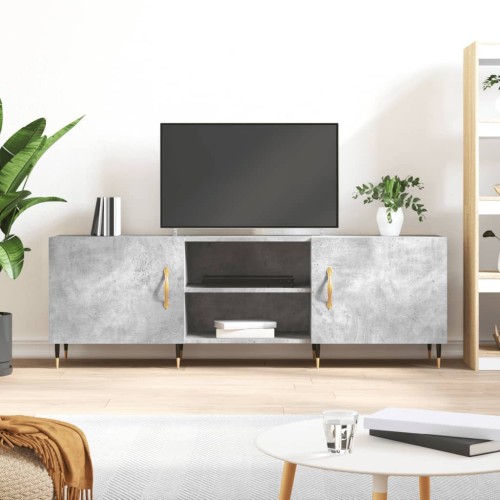 Mobile Porta TV Grigio Cemento 150x30x50cm in Legno Multistrato