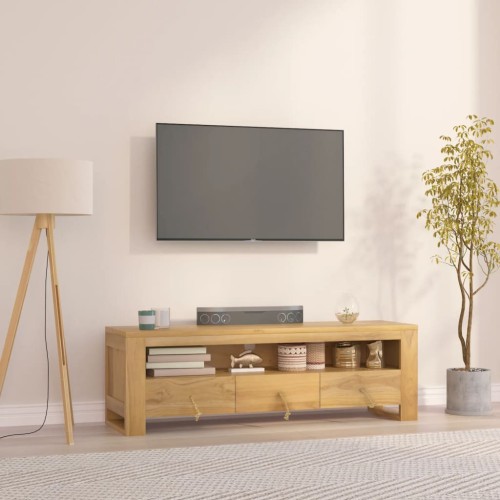 Mobile Porta TV 110x30x35 cm in Legno Massello di Teak