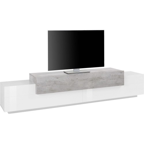 Mobile TV 240 cm in MDF laccato bianco Krisen Cement