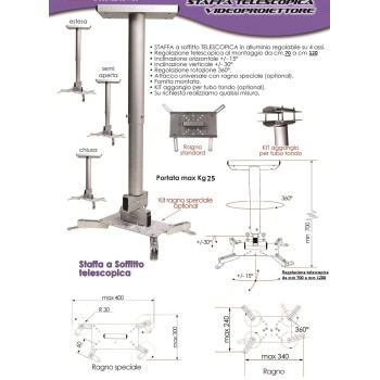 Supporto da soffitto per TV girevole a 360 gradi, regolabile in altezza,  inclinabile e scorrevole - ScreenTrain supporto TV scorrevole a soffitto