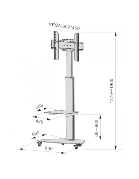 Carrello porta Tv Olmo 3 ripiani c/rotelle Cm 60x45xH 81