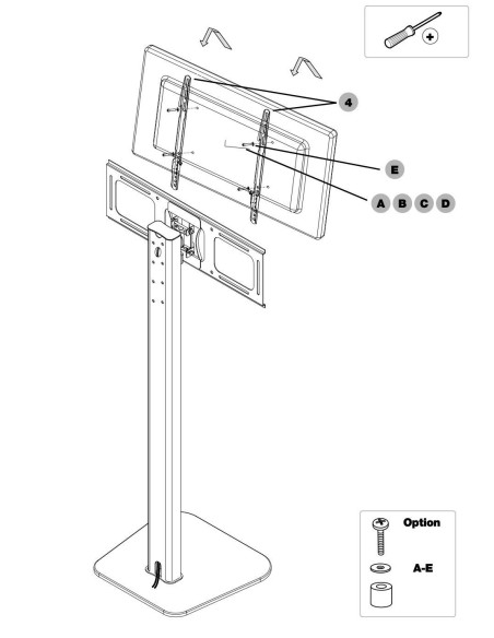 Supporto a pavimento porta TV VESA fino a 600x400 Morris1