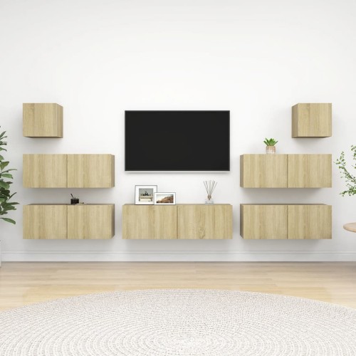 Set Mobili TV 7 pz Rovere Sonoma in Truciolato