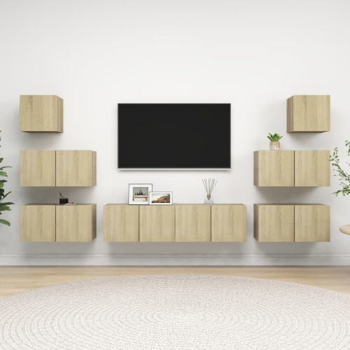 Set Porta TV 8 pz Rovere Sonoma in Truciolato