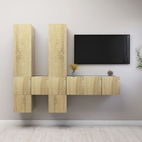 Set Porta TV 7 pz Rovere Sonoma in Truciolato