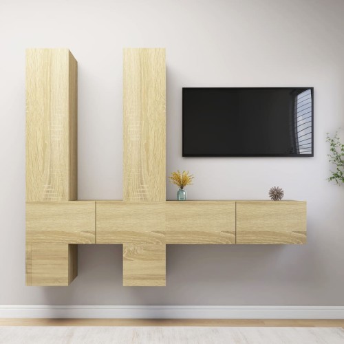 Set Porta TV 6 pz Rovere Sonoma in Truciolato