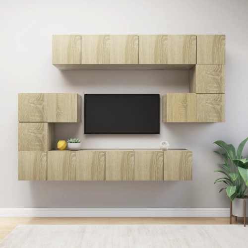 Set Porta TV 10 pz Rovere Sonoma in Truciolato