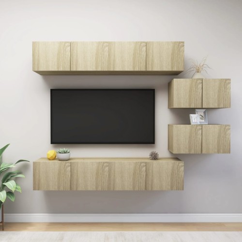 Set Mobili TV 6 pz Rovere Sonoma in Truciolato