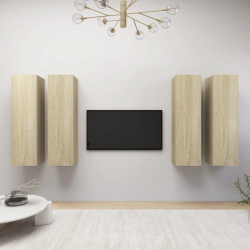 Mobili TV Rovere Sonoma 4 pz 30,5x30x110 cm in Truciolato