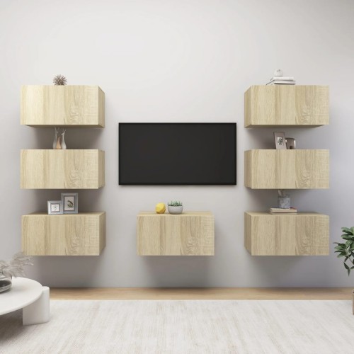 Mobili TV 7 pz Rovere Sonoma 30,5x30x60 cm in Truciolato