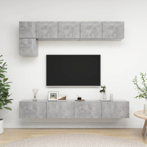 Set Porta TV 5 pz Grigio Cemento in Truciolato