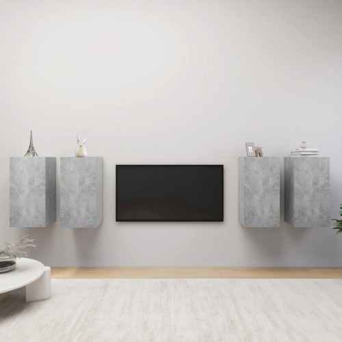 Mobili TV Grigio Cemento 4 pz 30,5x30x60 cm in Truciolato